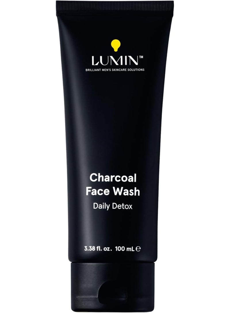 Lumin Charcoal Face Wash Daily Detox, Purifying Cleanser for Men with Charcoal, Rose Oil & Centella, 100ml - Image 1